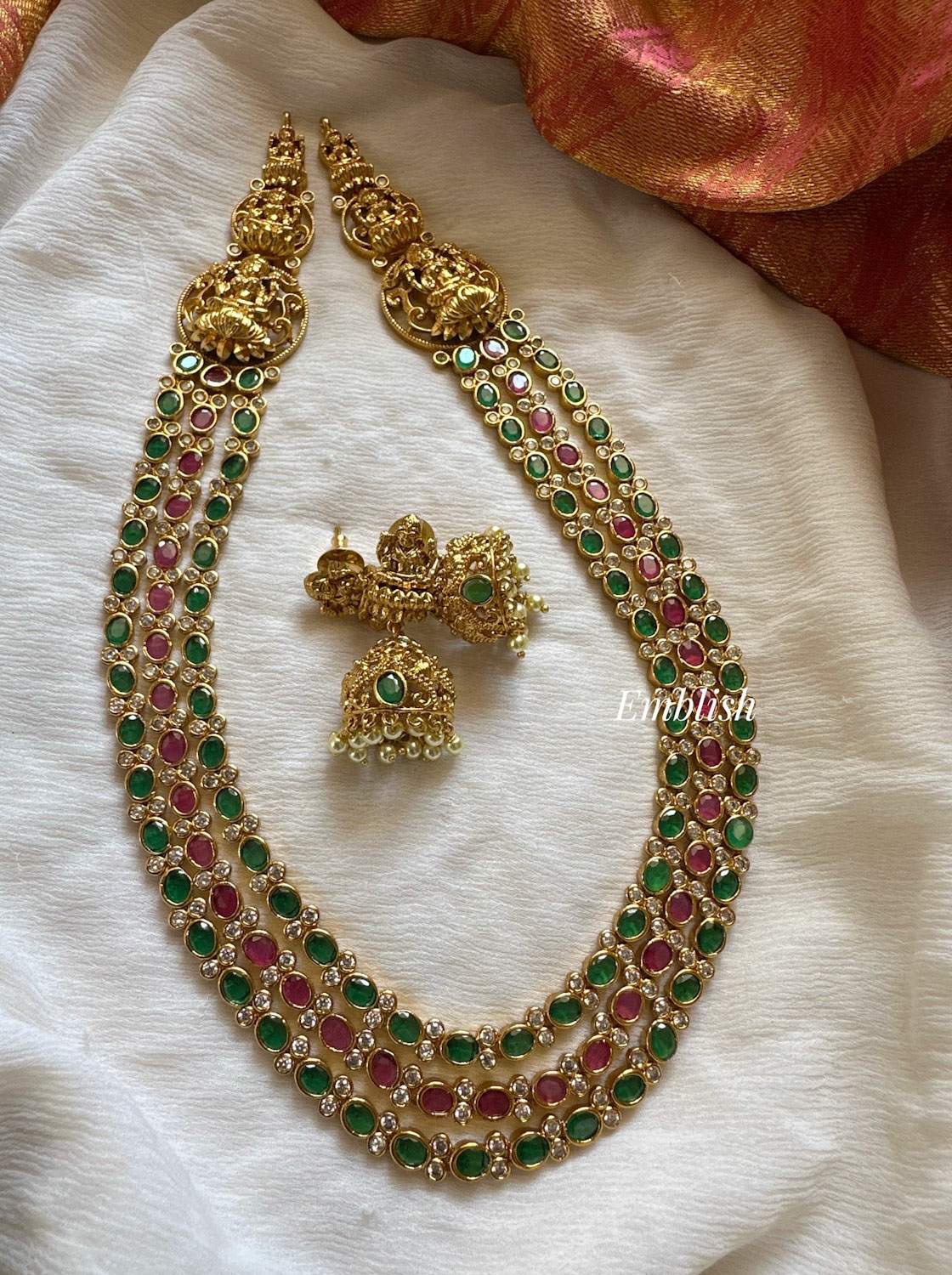 Kemp Triple layer Lakshmi motif neckpiece Kemp Triple layer Lakshmi motif neckpiece